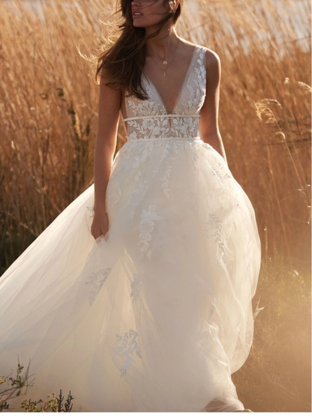 William West tulle wedding gown